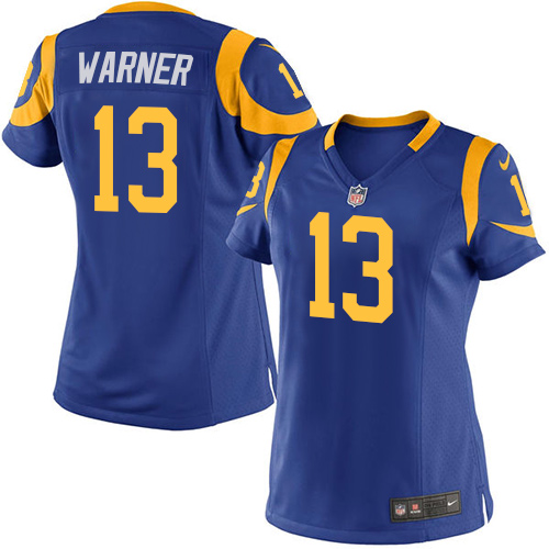 Women's Elite Kurt Warner Nike Jersey Royal Blue Alternate - #13 NFL Los Angeles Rams
